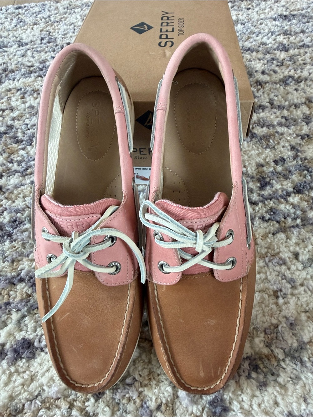Sperry Koifish Pink Tan Leather Mesh Boat Shoes Women’s 7.5 NWT - Picture 3 of 12